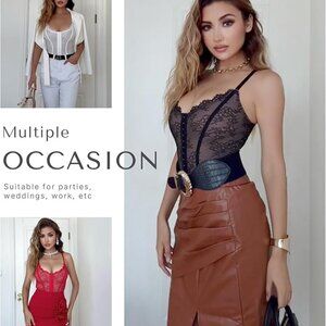 SHAPELLX Lace Bodysuit for Women Tummy Control